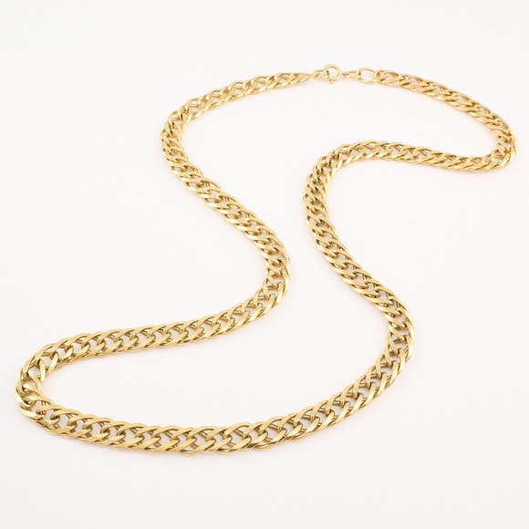 Vintage Gold Plated Necklace Chain Thick Woven Interlocking Link 30” Long - Picture 2 of 4